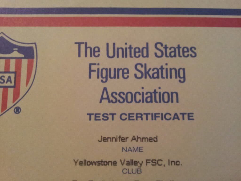 US Figure Skating Association test certificate