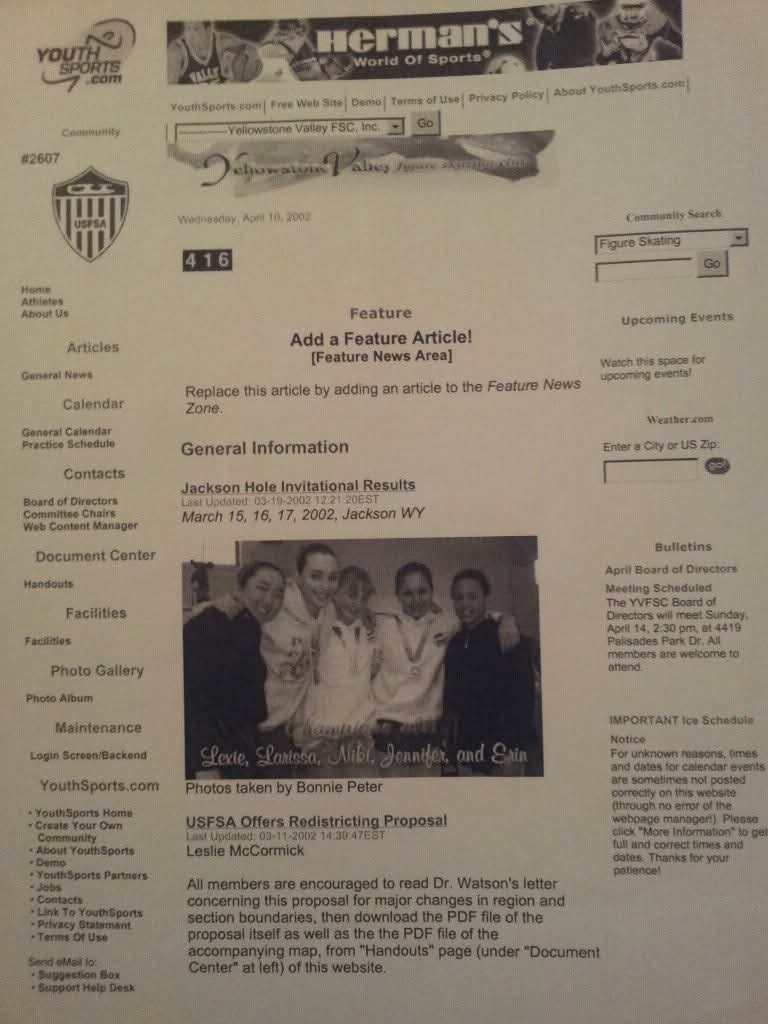 Yellowstone Valley Figure Skating Club feature